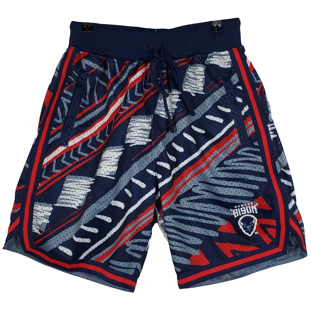 Howard Bison Mitchell & Ness HBCU Small Jersey Shorts Gameday Pattern Navy NWT